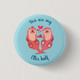 Cute Otters Valentines Day Couple Personalized Button