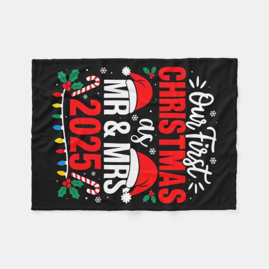 Cute Our First Christmas As Mr & Mrs 2025 Coup Fleecedecke (Vorderseite (Horizontal))
