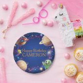 Cute Outer Space Aliens Birthday Party Pappteller (Party)