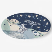 Cute Outer Space Astronaut Birthday Pappteller (Schrägansicht)