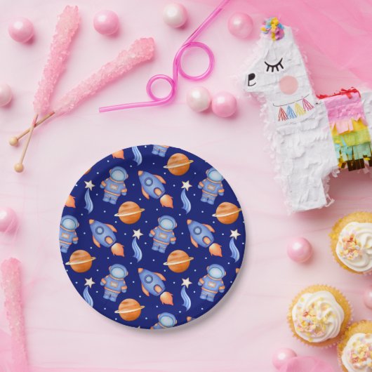 Cute Outer Space Planets & Astronaut Pappteller (Party)