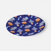 Cute Outer Space Planets & Astronaut Pappteller (Schrägansicht)