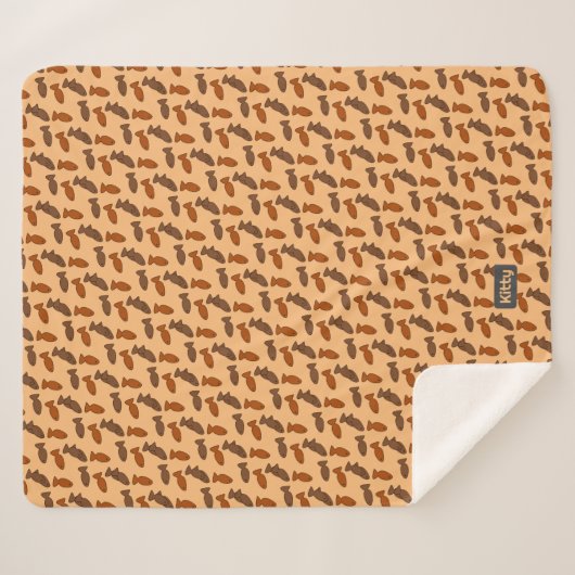 Cute Overlapping Fish Treats pattern - Cat's Name Sherpadecke (Vorderseite (Horizontal))