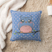 Cute Owl Art Dotty Personalised Girls Kissen (Decke)