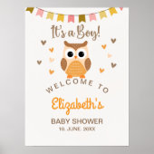 Cute Owl Baby Shower Invitation – 'It's a Boy' Poster (Vorne)