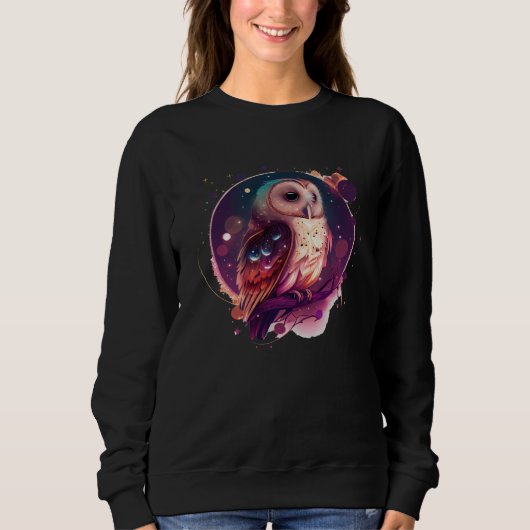 Cute Owl Celestial Elements Illustration Sweatshirt (Vorderseite)