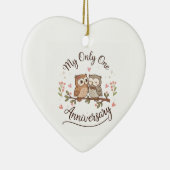 Cute Owl Couple My Only One Romantic Anniversary C Keramik Ornament (Rechts)
