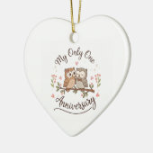 Cute Owl Couple My Only One Romantic Anniversary C Keramik Ornament (Links)