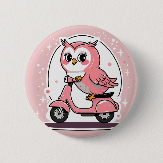 Cute owl driving a scooter button (Vorderseite)