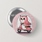 Cute owl driving a scooter button (Vorne & Hinten)