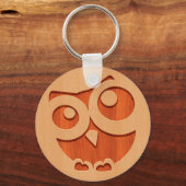 Cute owl engraved in wood effect schlüsselanhänger (Vorderseite)