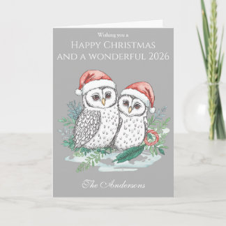 Cute Owl Family Christmas Card – Woodland Owls Karte