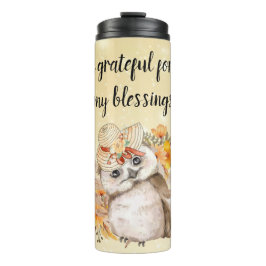 Cute owl Farmhouse romantic wallpaper Thermosbecher