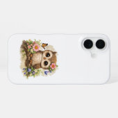 Cute Owl Floral iPhone 16 Case Kawaii Hülle (Rückseite (Horizontal))
