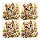 Cute Owl Floral Pattern Wallpaper Nursery Tapete (Vorderseite)