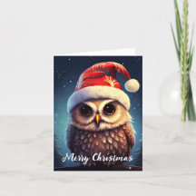 Cute Owl Happy Holidays Christmas