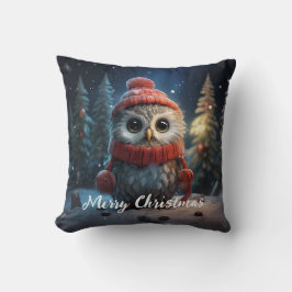 Cute Owl Happy Holidays Christmas Kissen