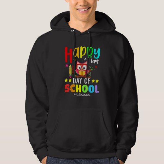 Cute Owl Happy Last Day Of School Teacher Student Hoodie (Vorderseite)