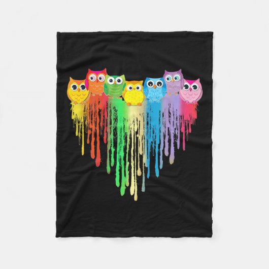 Cute Owl Heart Lgbtq Proud Gay Pride Month Colourf Fleecedecke (Vorderseite)