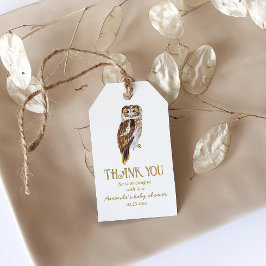 Cute Owl Illustration Baby Shower Thank You Geschenkanhänger