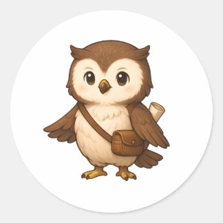 Cute Owl Illustration – Okojo and Friends Illust Runder Aufkleber
