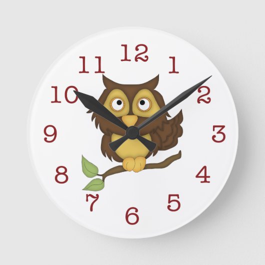 Cute Owl Kid's Wall-Clock Runde Wanduhr (Vorderseite)