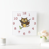 Cute Owl Kid's wall-clock/Square Quadratische Wanduhr (Zuhause)
