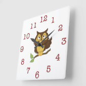 Cute Owl Kid's wall-clock/Square Quadratische Wanduhr (Winkel)