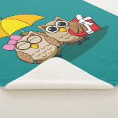 Cute Owl Lovers w/ Umbrella & Red Chocolate Box Sherpadecke (3/4)