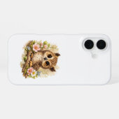 Cute Owl on Branch iPhone 16 Case Floral Hülle (Rückseite (Horizontal))