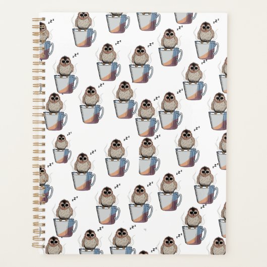 Cute Owl Pattern Pencil Sketch Planner Planer (Vorderseite)