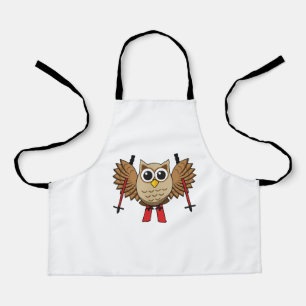 Cute Owl Skiing Cartoon Schürze