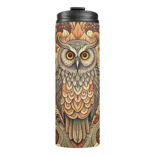 Cute Owl Style William Morris Thermosbecher (Vorderseite)