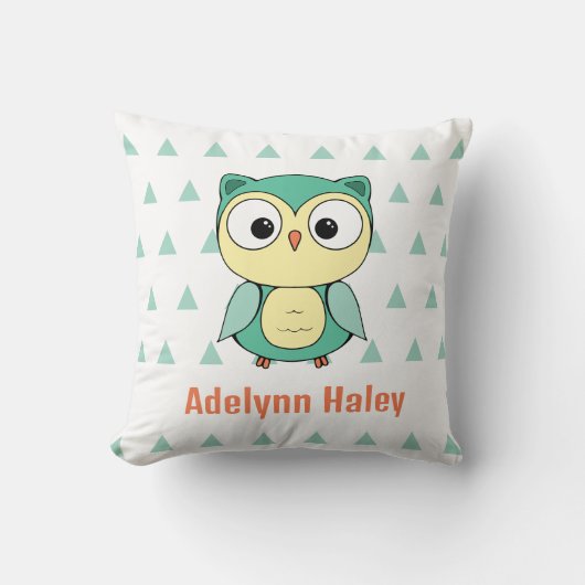 Cute Owl Triangle Pattern Custom Throw Pillow Kissen (Vorderseite)