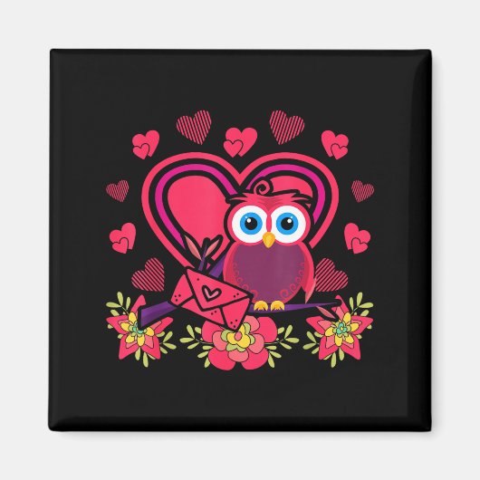 Cute Owl Valentines Day Gift Bird Owl  Magnet (Vorne)