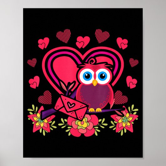 Cute Owl Valentines Day Gift Bird Owl  Poster (Vorne)
