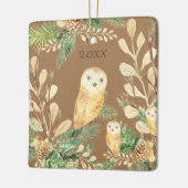 Cute Owls Greenery Pine Watercolor Christmas Year Keramikornament (Links)