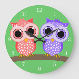 cute owls große wanduhr