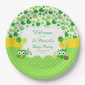 Cute Owls St Patrick's Day Party Pappteller (Vorderseite)