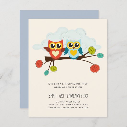 Cute OWLS Themed Wedding Blue Orange (Vorne/Hinten)