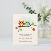 Cute OWLS Themed Wedding Blue Orange (Stehend Vorderseite)