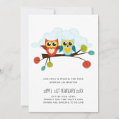 Cute OWLS Themed Wedding Blue Orange (Vorderseite)