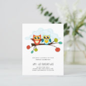 Cute OWLS Themed Wedding Blue Orange (Stehend Vorderseite)