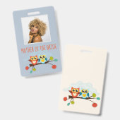 Cute OWLS Themed Wedding Blue Orange Ausweis (Vorder- & Rückseite)