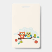 Cute OWLS Themed Wedding Blue Orange Ausweis (Rückseite)