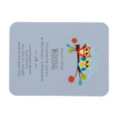 Cute OWLS Themed Wedding Blue Orange Magnet (Horizontal)