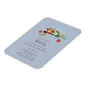 Cute OWLS Themed Wedding Blue Orange Magnet (Linke Seite)