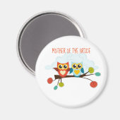 Cute OWLS Themed Wedding Blue Orange Magnet (Vorderseite/Rückseite)