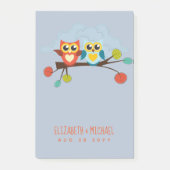 Cute OWLS Themed Wedding Blue Orange Post-it Klebezettel (Vorderseite)