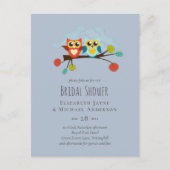Cute OWLS Themed Wedding Blue Orange Postkarte (Vorderseite)